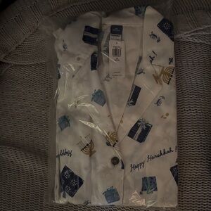 NWT Old Navy Women’s White Hanukkah Button Down Pajama Set